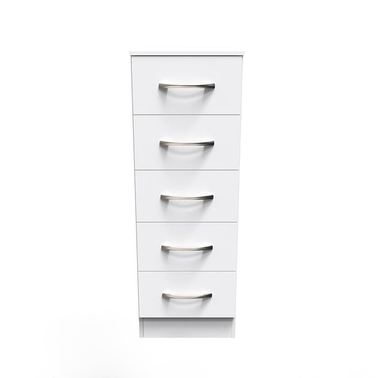 Avon Chest - 5 Drawer - Narrow - White