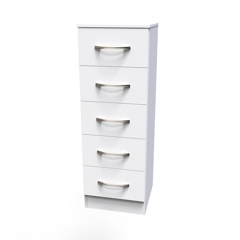 Avon Chest - 5 Drawer - Narrow - White
