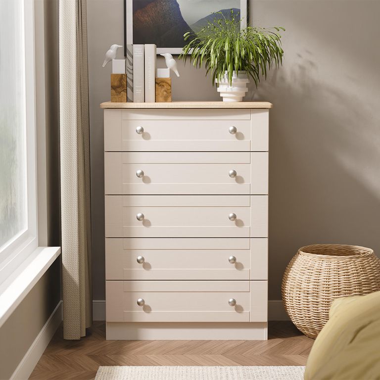 Sussex Chest - 5 Drawer - Cashmere and Oak