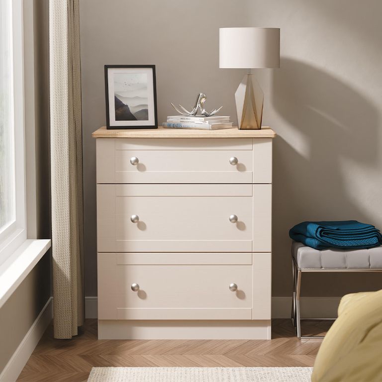 Sussex Deep Chest - 3 Drawer - Cashmere and Oak
