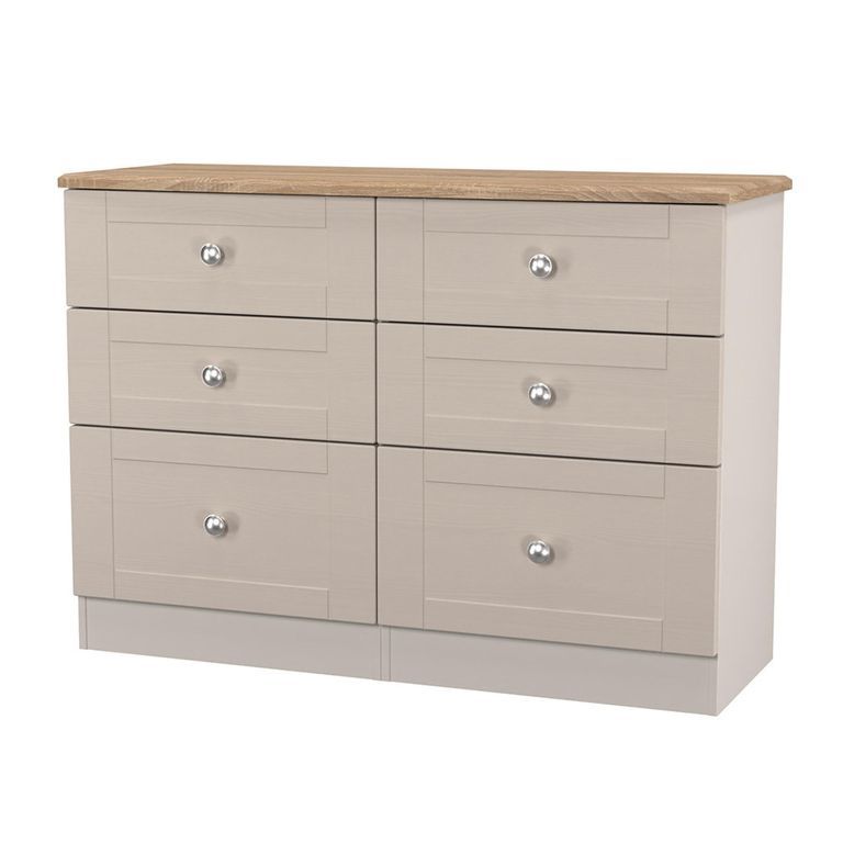 Sussex Midi Chest - 6 Drawer - Cashmere and Oak