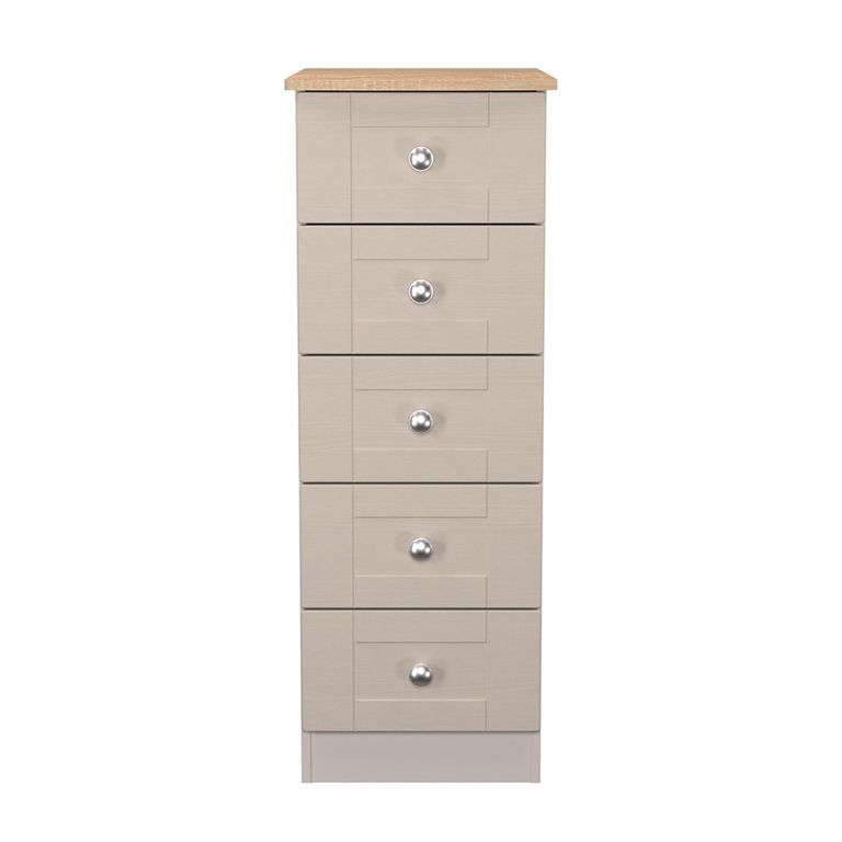 Sussex Narrow Chest - 5 Drawer - Cashmere and Oak