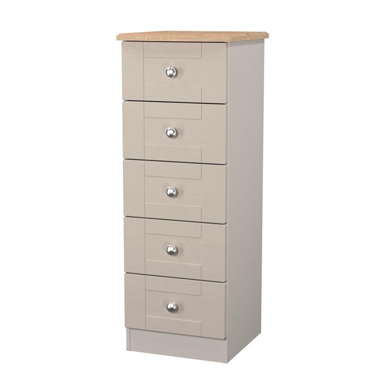 Sussex Narrow Chest - 5 Drawer - Cashmere and Oak