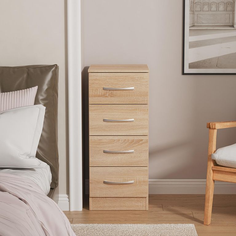 Avon Chest - 4 Drawer - Narrow - Oak