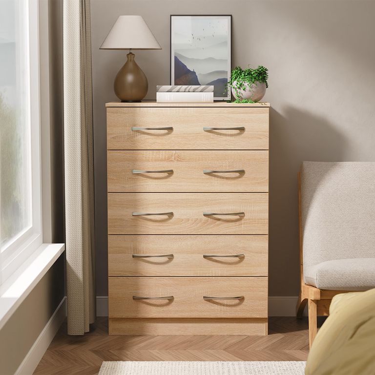 Avon Chest - 5 Drawer - Oak