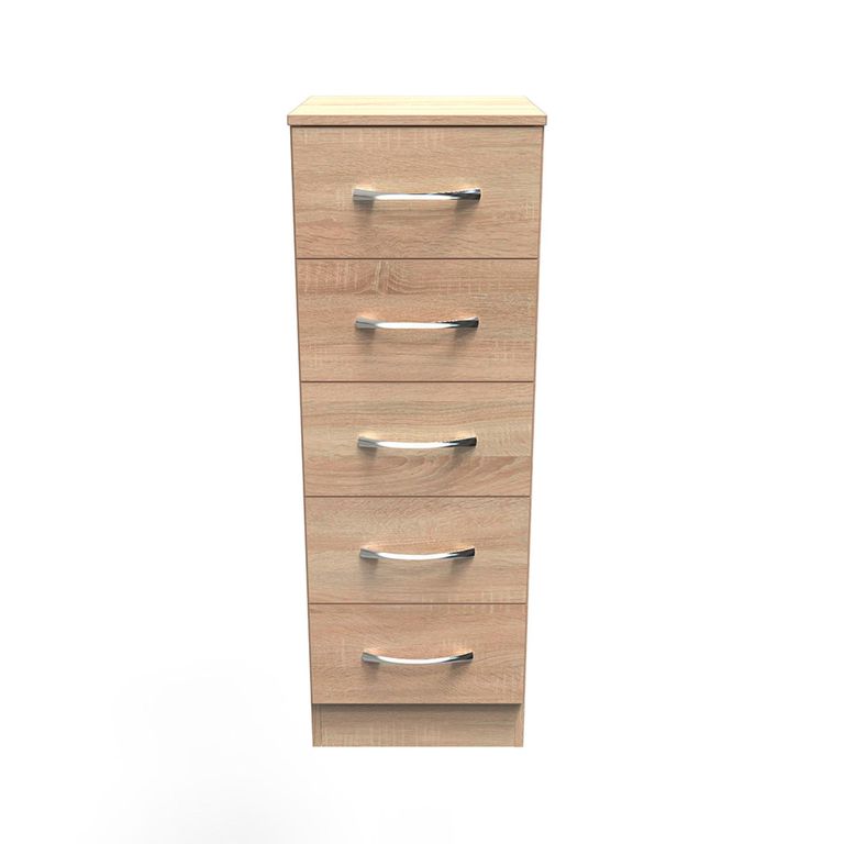 Avon Chest - 5 Drawer - Narrow - Oak