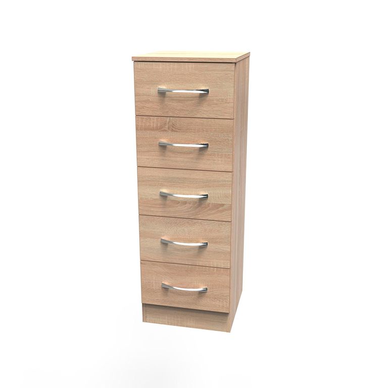 Avon Chest - 5 Drawer - Narrow - Oak