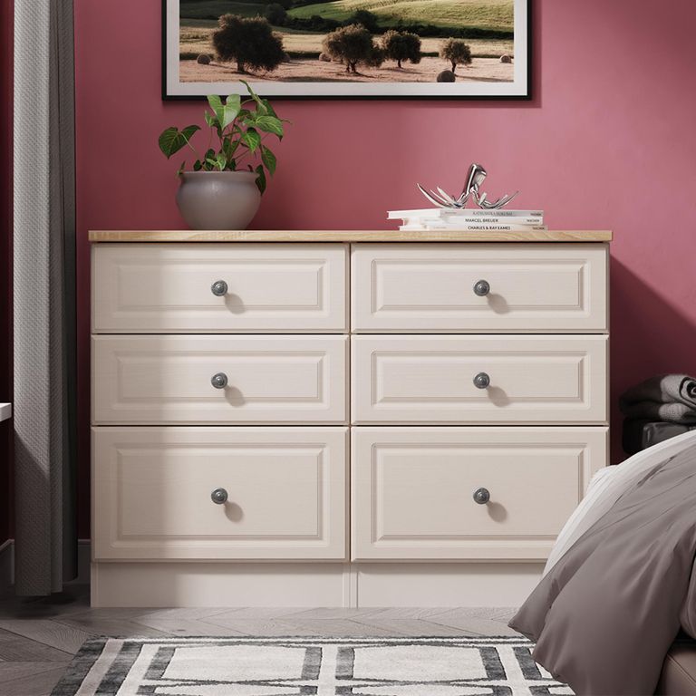Norfolk Chest - Midi - 6 Drawer - Cashmere and Oak