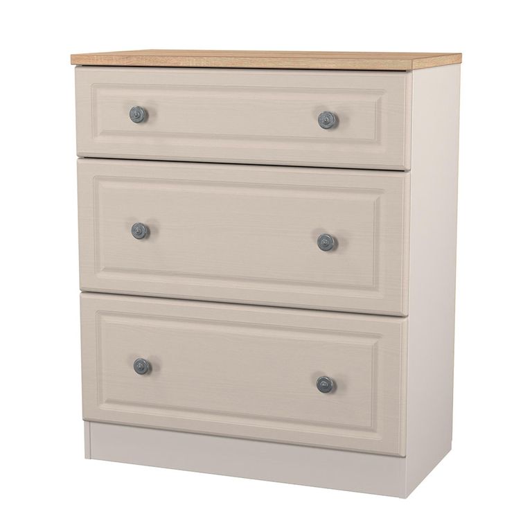 Norfolk Chest - Deep - 3 Drawer - Cashmere and Oak