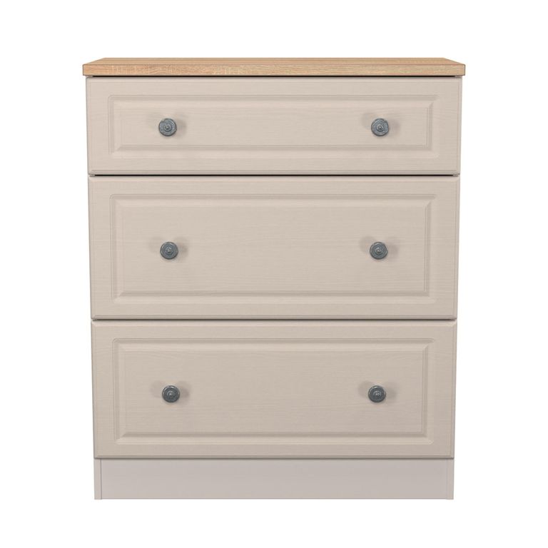 Norfolk Chest - Deep - 3 Drawer - Cashmere and Oak
