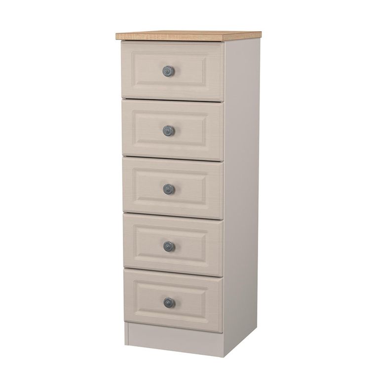 Norfolk Chest - Narrow - 5 Drawer - Cashmere and Oak