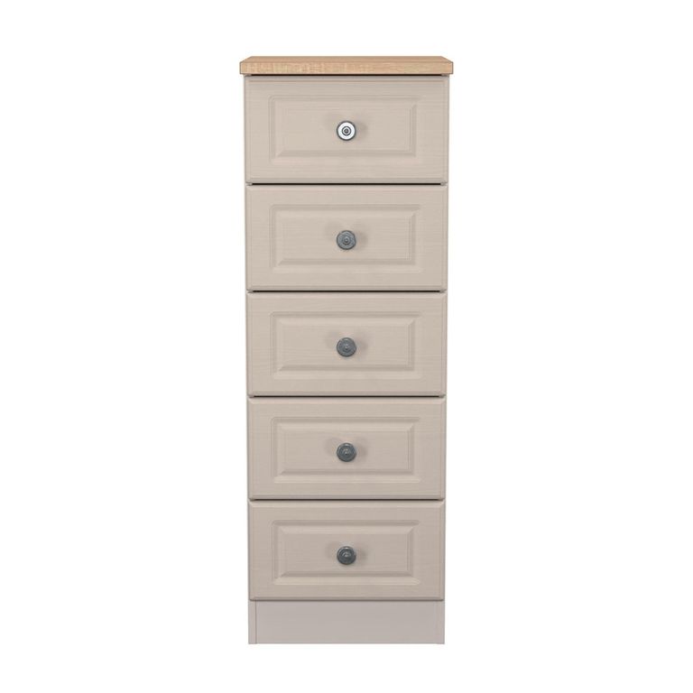 Norfolk Chest - Narrow - 5 Drawer - Cashmere and Oak