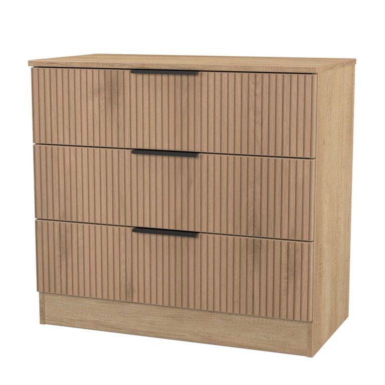 Java Fluted Chest - 3 Drawer - Natural and Nebraska