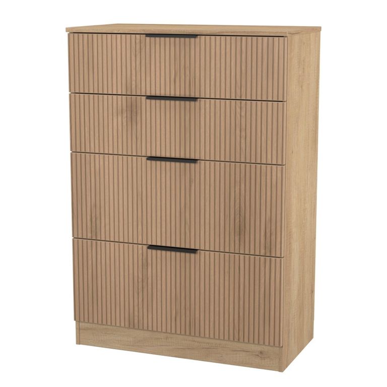 Java Fluted Chest - 4 Drawer - Deep - Natural and Nebraska