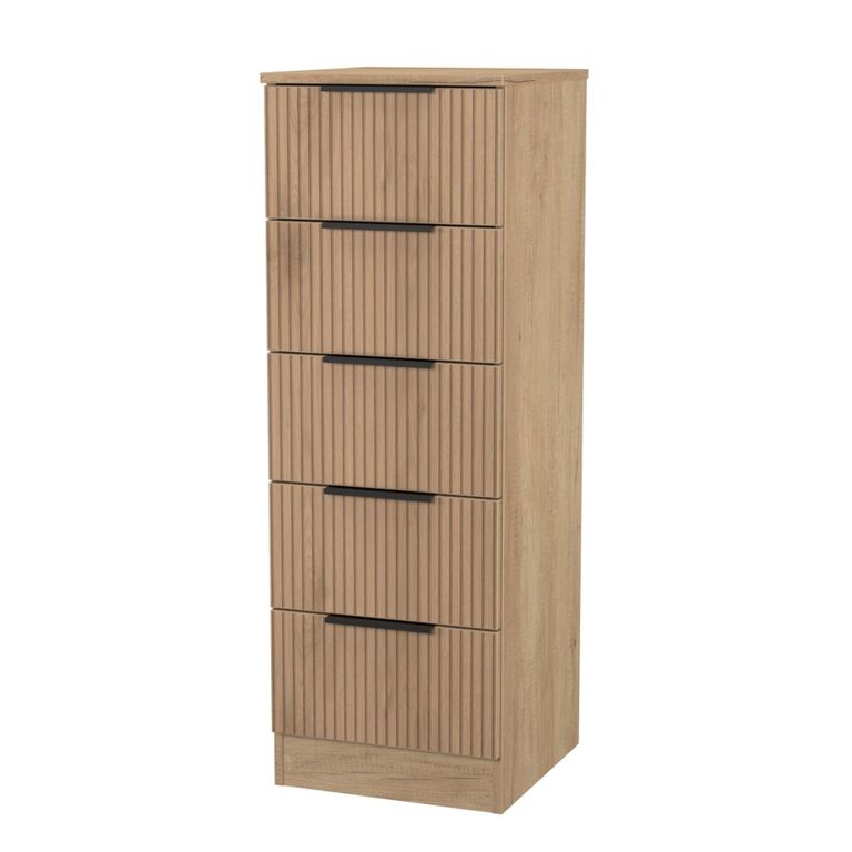 Java Fluted Chest - 5 Drawer - Narrow - Natural and Nebraska