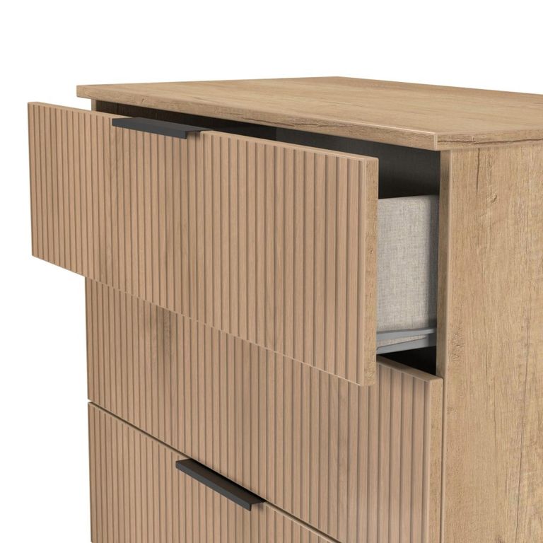 Java Fluted Chest - 5 Drawer - Wide - Natural and Nebraska