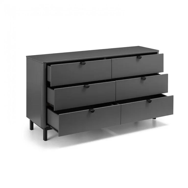 Clearance - Chloe Chest of Drawers - 6 Drawer - Wide - Grey - FSS17278