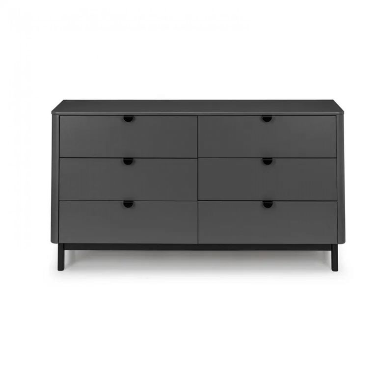 Clearance - Chloe Chest of Drawers - 6 Drawer - Wide - Grey - FSS17278