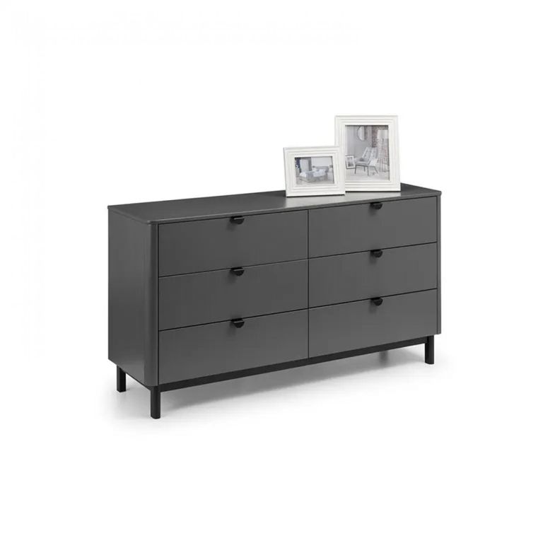 Clearance - Chloe Chest of Drawers - 6 Drawer - Wide - Grey - FSS17278