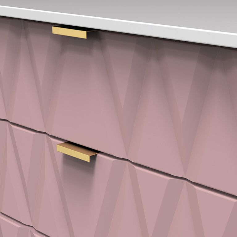 Diamond Chest - 4 Drawer - with Gold Hairpin Legs - Pink and White