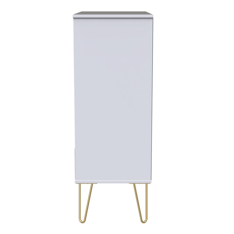 Diamond Chest - 5 Drawer - with Gold Hairpin Legs - Pink and White