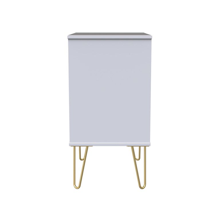 Diamond Midi Chest - 3 Drawer - with Gold Hairpin Legs - Pink and White