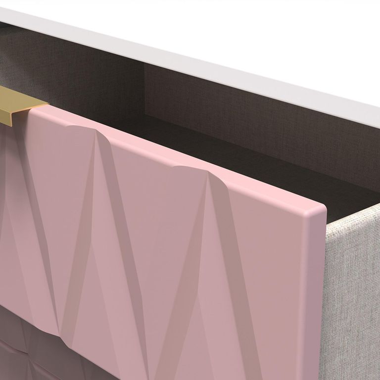 Diamond Midi Chest - 3 Drawer - with Gold Hairpin Legs - Pink and White