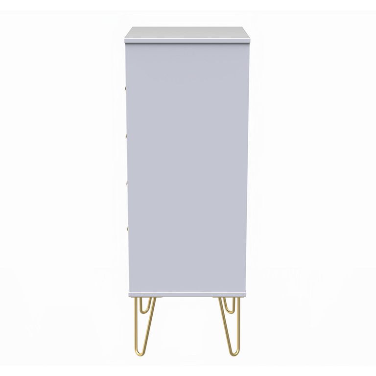 Diamond Narrow Chest - 5 Drawer - with Gold Hairpin Legs - Pink and White