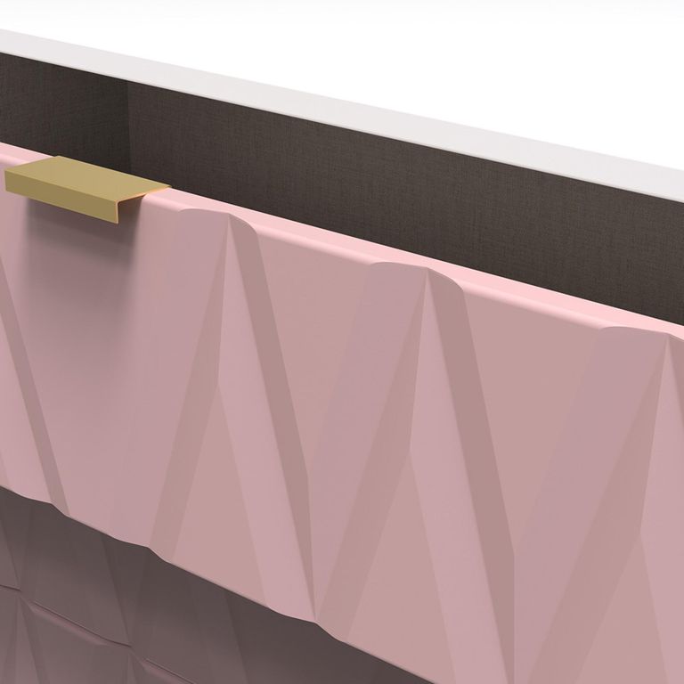 Diamond Small Chest - 3 Drawer - with Gold Hairpin Legs - Pink and White