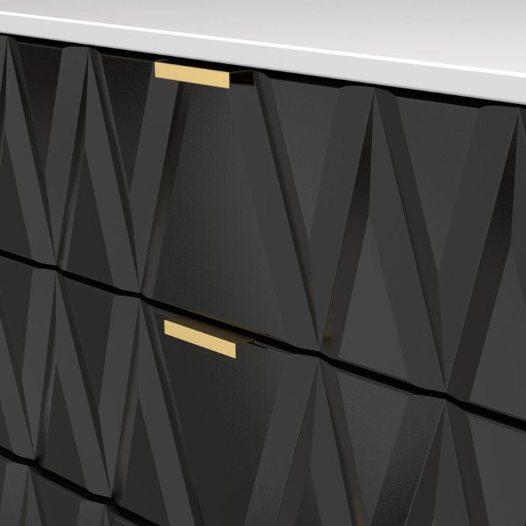 Diamond Chest - 4 Drawer - with Gold Hairpin Legs - Black and White