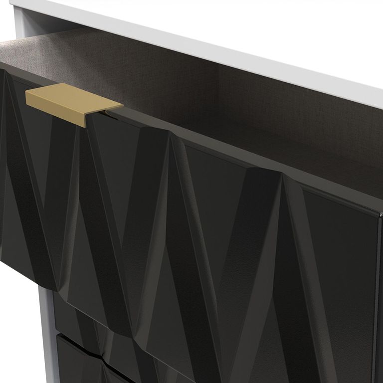 Diamond Midi Chest - 3 Drawer - with Gold Hairpin Legs - Black and White