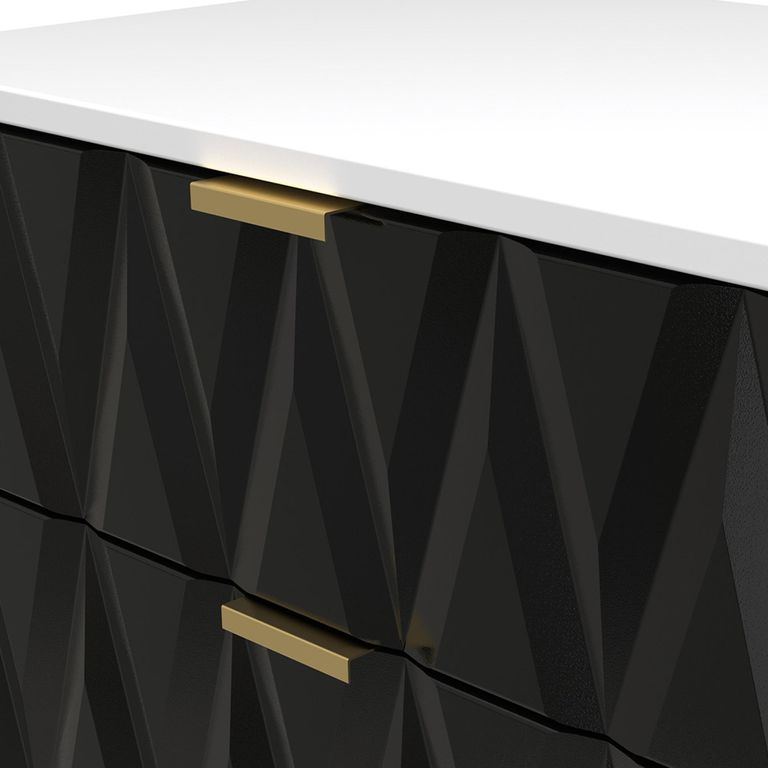 Diamond Midi Chest - 3 Drawer - with Gold Hairpin Legs - Black and White