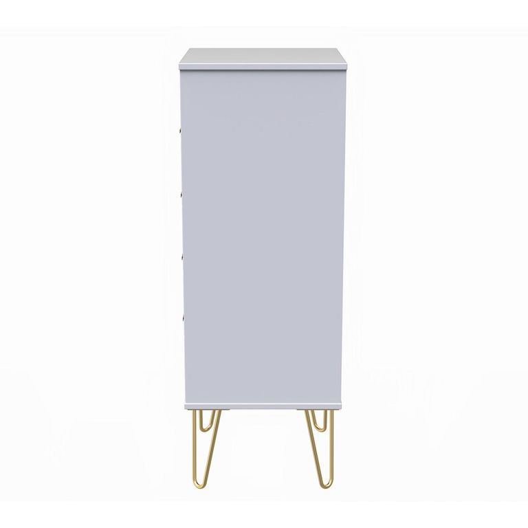 Diamond Narrow Chest - 5 Drawer - with Gold Hairpin Legs - Black and White