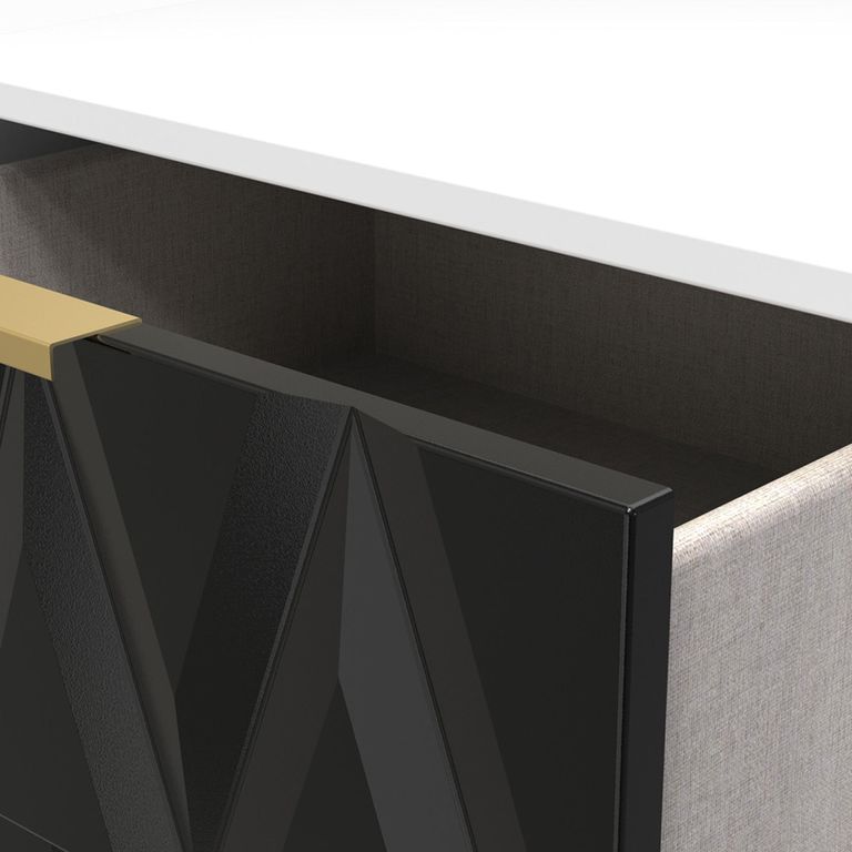Diamond Narrow Chest - 5 Drawer - with Gold Hairpin Legs - Black and White