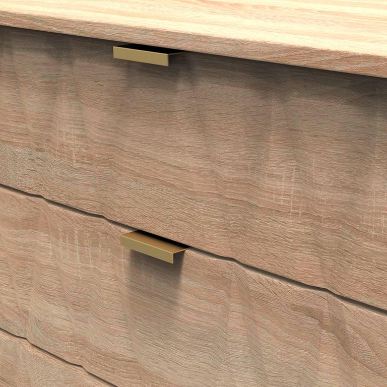 Diamond Chest - 4 Drawer - with Gold Hairpin Legs - Oak