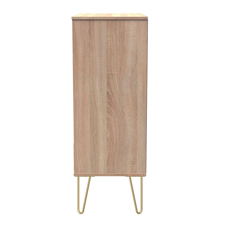 Diamond Chest - 5 Drawer - with Gold Hairpin Legs - Oak