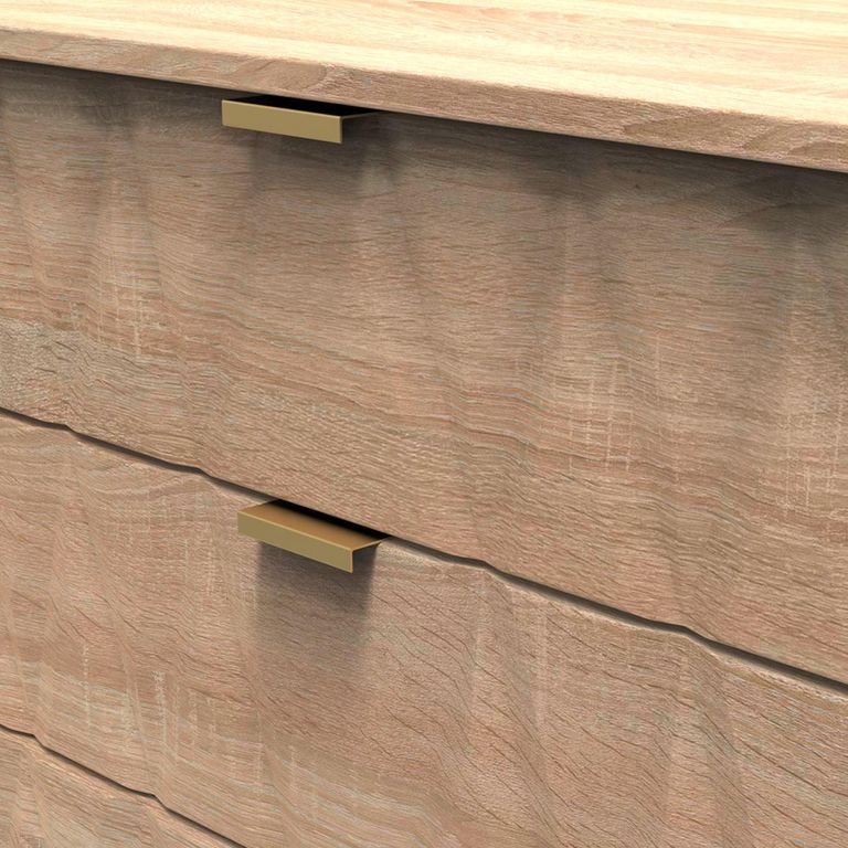 Diamond Chest - 5 Drawer - with Gold Hairpin Legs - Oak