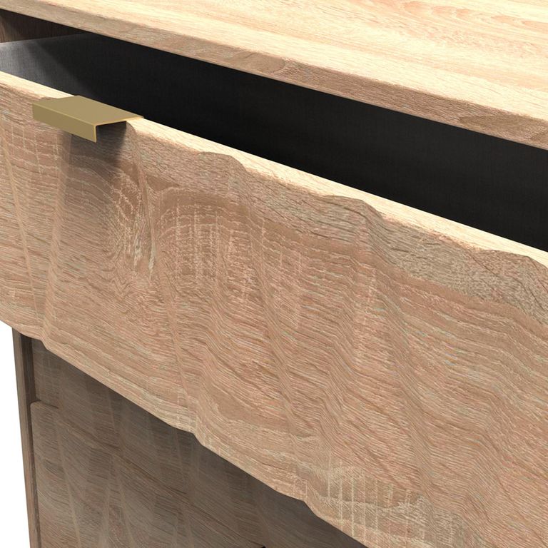 Diamond Chest - 5 Drawer - with Gold Hairpin Legs - Oak