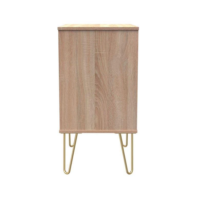 Diamond Midi Chest - 3 Drawer - with Gold Hairpin Legs - Oak