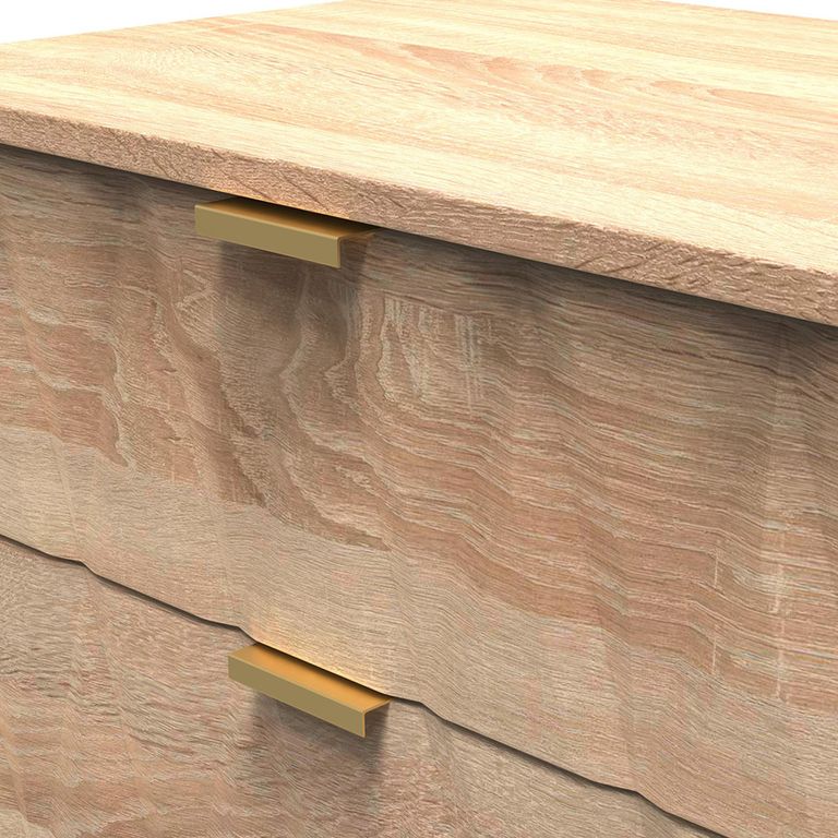 Diamond Midi Chest - 3 Drawer - with Gold Hairpin Legs - Oak