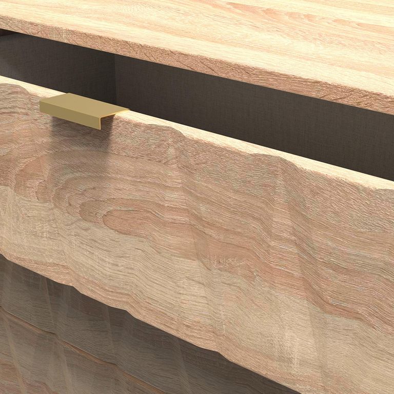 Diamond Small Chest - 3 Drawer - with Gold Hairpin Legs - Oak