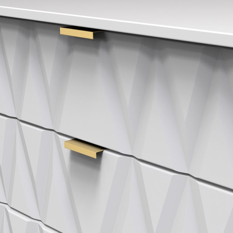 Diamond Chest - 4 Drawer - with Gold Hairpin Legs - White