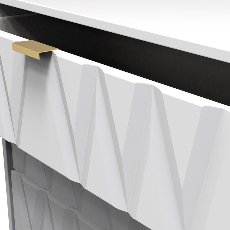 Diamond Chest - 4 Drawer - with Gold Hairpin Legs - White