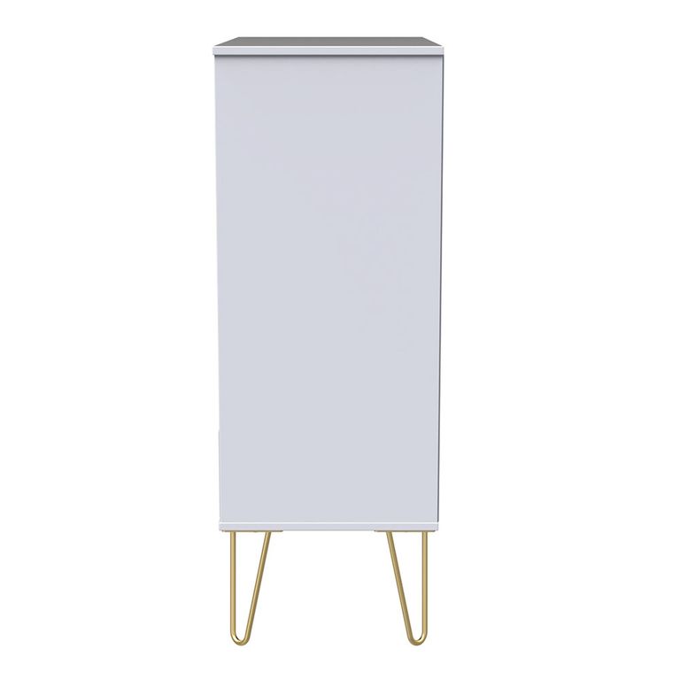 Diamond Chest - 5 Drawer - with Gold Hairpin Legs - White