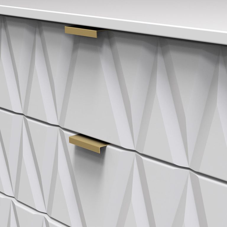 Diamond Chest - 5 Drawer - with Gold Hairpin Legs - White