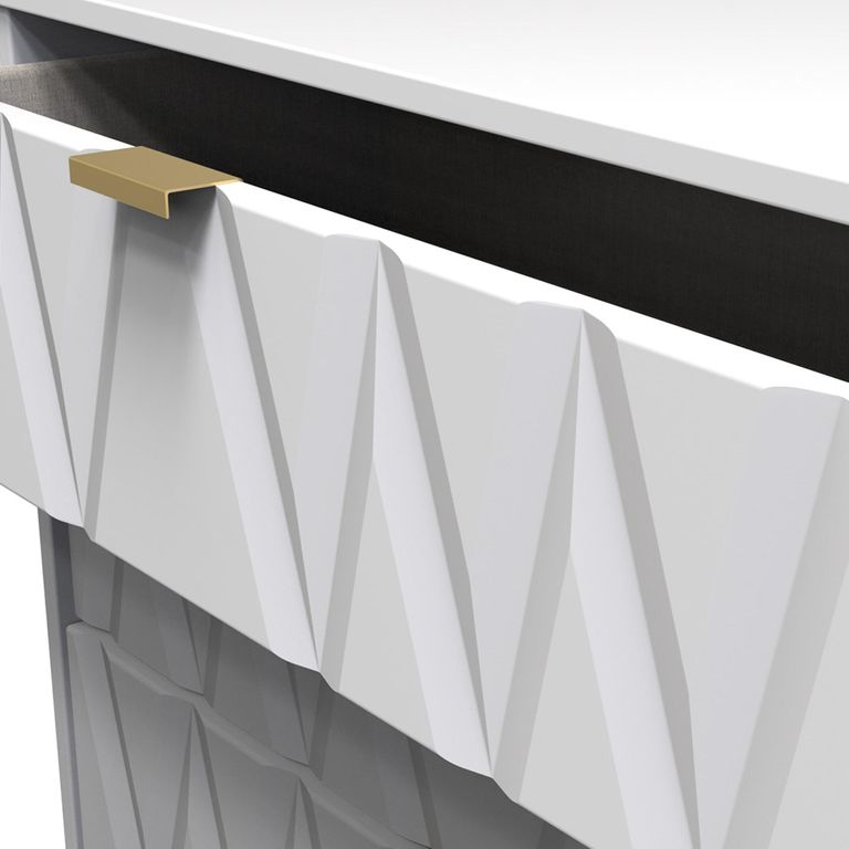 Diamond Chest - 5 Drawer - with Gold Hairpin Legs - White