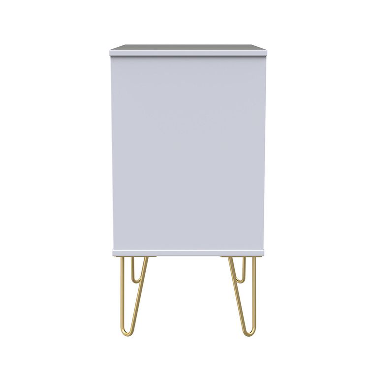 Diamond Midi Chest - 3 Drawer - with Gold Hairpin Legs - White