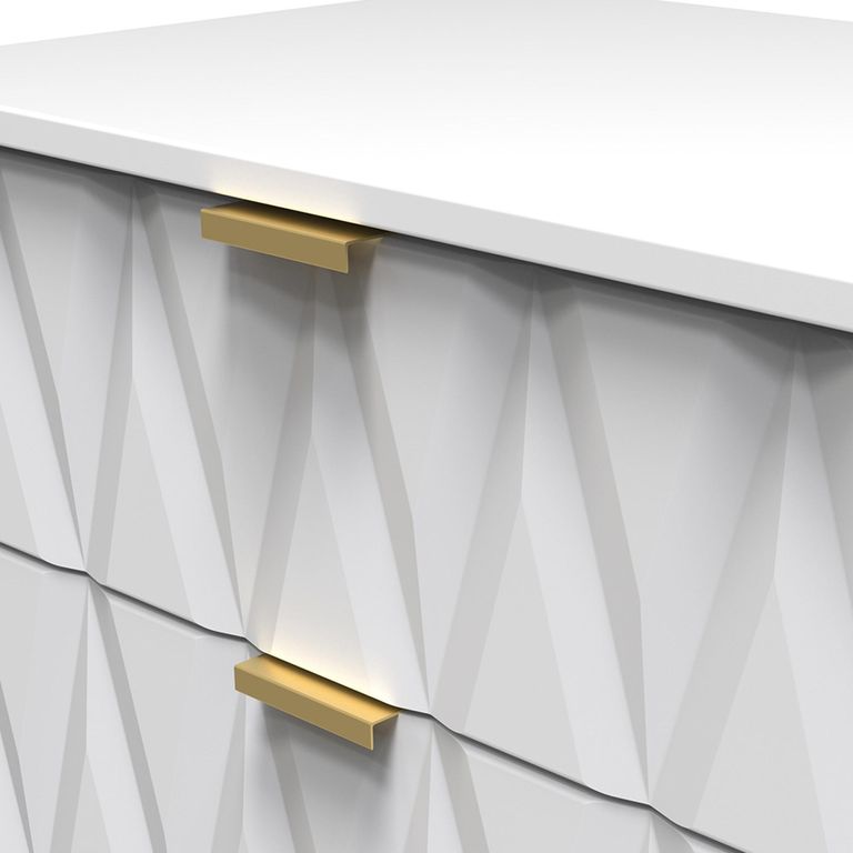 Diamond Midi Chest - 3 Drawer - with Gold Hairpin Legs - White