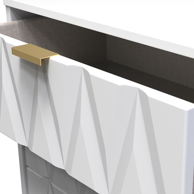 Diamond Midi Chest - 3 Drawer - with Gold Hairpin Legs - White