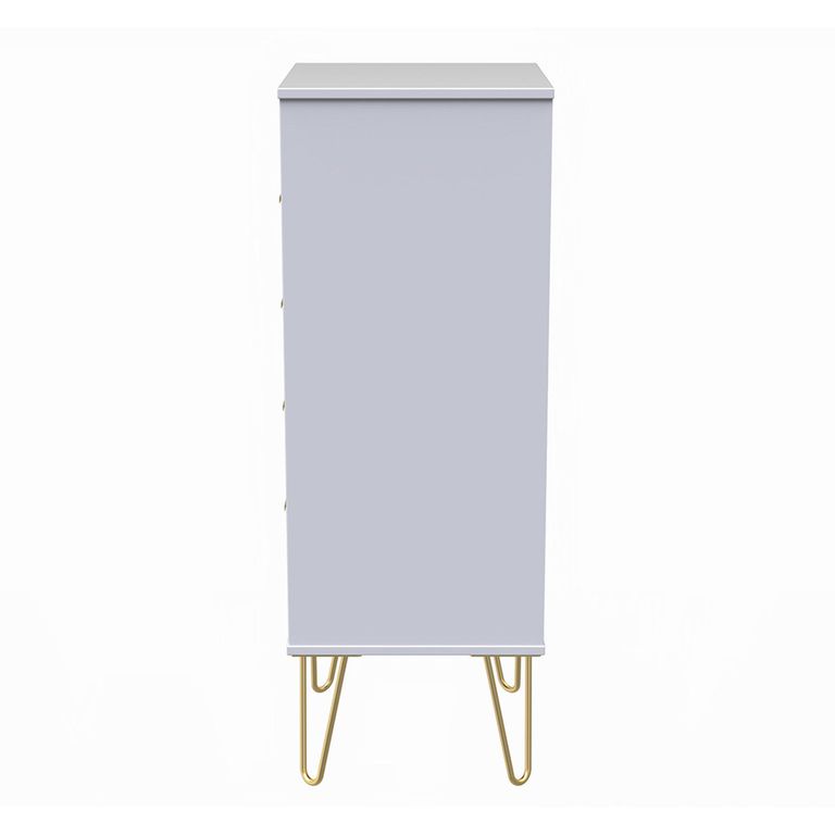 Diamond Narrow Chest - 5 Drawer - with Gold Hairpin Legs - White